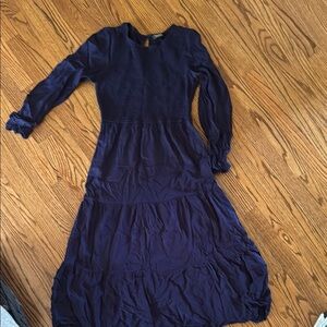 Elegant Navy Blue Long Sleeve Dress